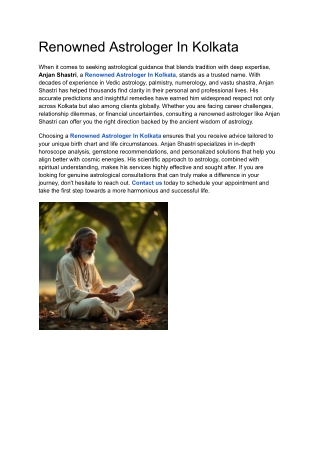 Renowned Astrologer In Kolkata