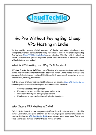 Cheap VPS Hosting in India
