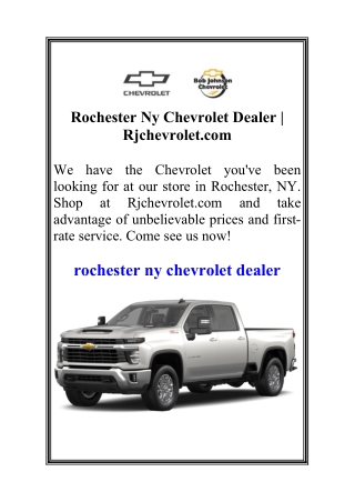 Rochester Ny Chevrolet Dealer  Rjchevrolet.com