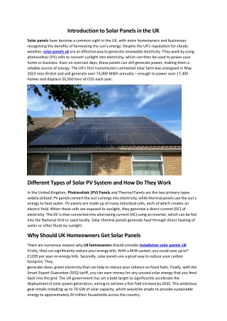 Solar Panels  UK