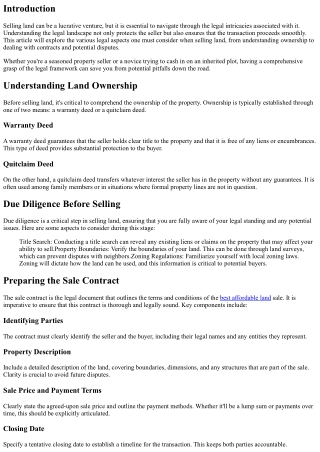 Navigating the Legal Aspects of Selling Land