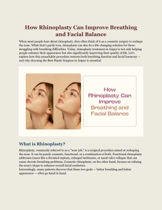 How Rhinoplasty Can Improve Breathing and Facial Balance