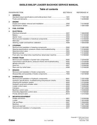 CASE 595LSP Loader Backhoe Service Repair Manual Instant Download
