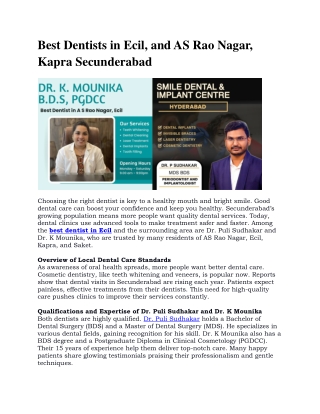 Best Dentists in Ecil, and AS Rao Nagar, Kapra Secunderabad