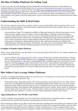 The Rise of Online Platforms for Selling Land