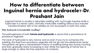How to differentiate between Inguinal hernia and hydrocele-Dr. Prashant Jain