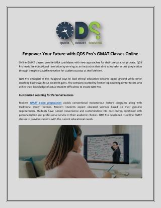 Empower Your Future with QDS Pro's GMAT Classes Online