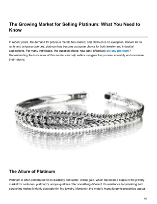 The Growing Market for Selling Platinum What You Need to Know