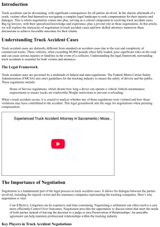 The Role of Negotiation in Resolving Truck Accident Cases: Insights from Big Rig
