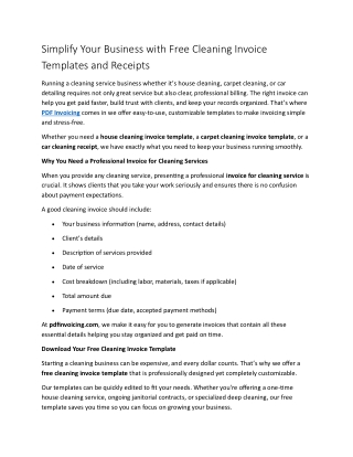Simplify Your Business with Free Cleaning Invoice Templates and Receipts