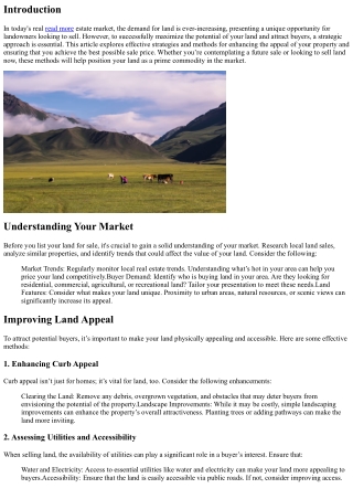 Maximizing Your Land's Potential to Attract Buyers