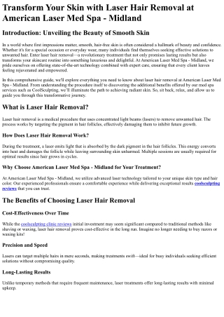 Transform Your Skin with Laser Hair Removal at American Laser Med Spa - Midland