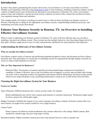 Enhance Your Business Security in Houston, TX: A Guide to Installing Effective S