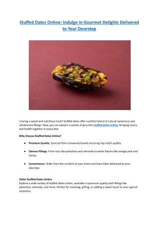 Stuffed Dates Online - Indulge in Gourmet Delights Delivered to Your Doorstep