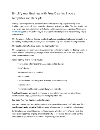 Simplify Your Business with Free Cleaning Invoice Templates and Receipts