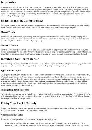 Navigating the Market: Selling Land in Today's Economy