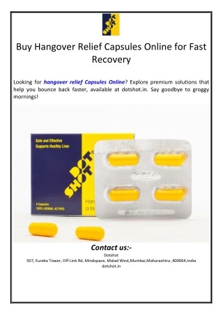 hangover relief Capsules Online