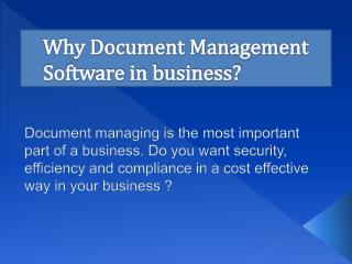 Why Document Management Software in business?