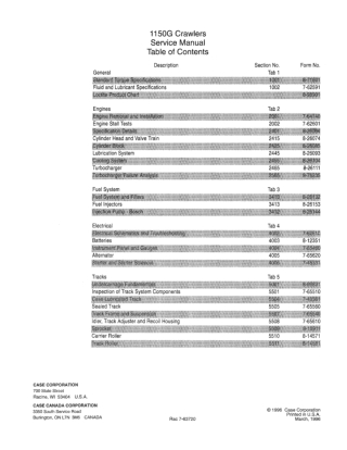 CASE 1150G Crawler Dozer Service Repair Manual Instant Download