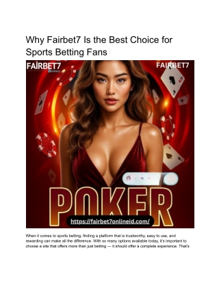 Why Fairbet7 Is the Best Choice for Sports Betting Fans