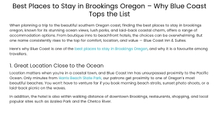 Best Places to Stay in Brookings Oregon – Why Blue Coast Tops the List