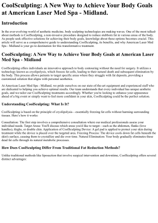 CoolSculpting A New Way to Achieve Your Body Goals at American Laser Med Spa - M