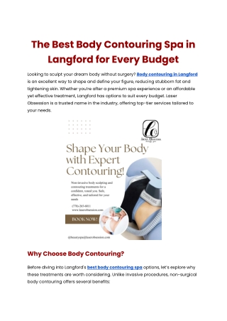 The Best Body Contouring Spa in Langford for Every Budget