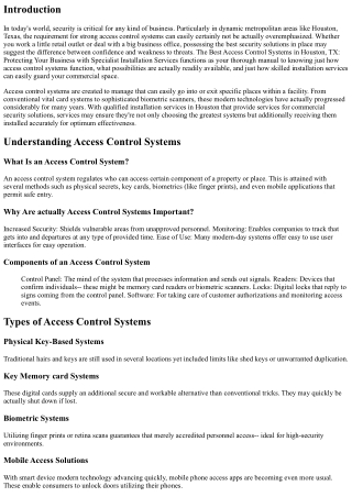 The Most Ideal Access Control Systems in Houston, TX: Shielding Your Business wi