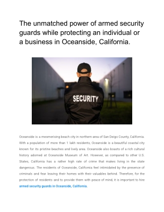 The unmatched power of armed security guards while protecting an individual or a business in Oceanside, California (1)