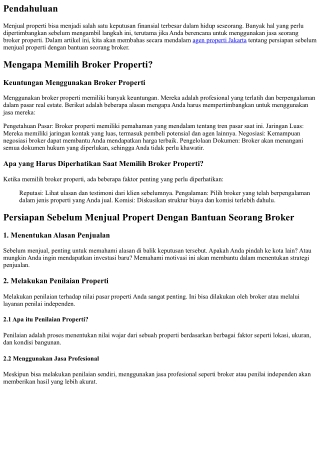 Persiapan Sebelum Menjual Propert Dengan Bantuan Seorang Broker