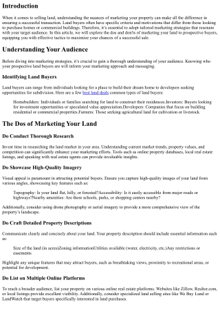 The Dos and Don'ts of Marketing Your Land to Prospective Buyers
