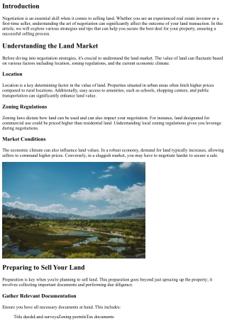 The Art of Negotiation: Getting the Best Deal for Your Land