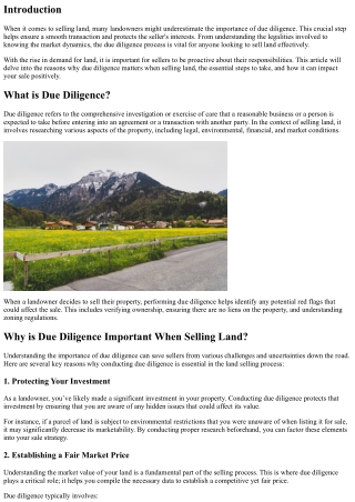 The Importance of Due Diligence When Selling Land