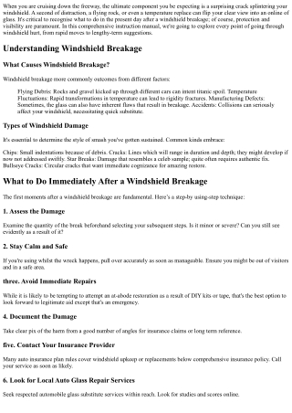 What to Do Immediately After a Windshield Breakage