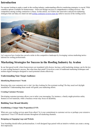Marketing Strategies for Success in the Roofing Industry by Avalon