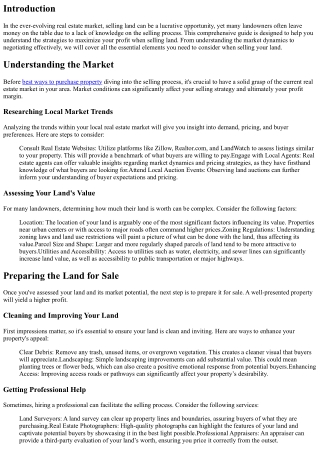 Maximizing Your Profit When Selling Land