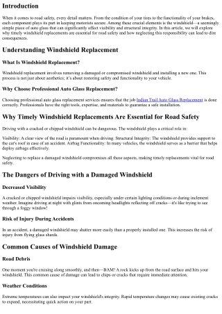 Why Timely Windshield Replacements Are Essential for Road Safety