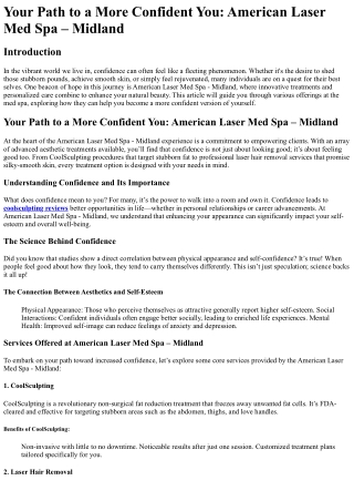 Your Path to a More Confident You American Laser Med Spa – Midland