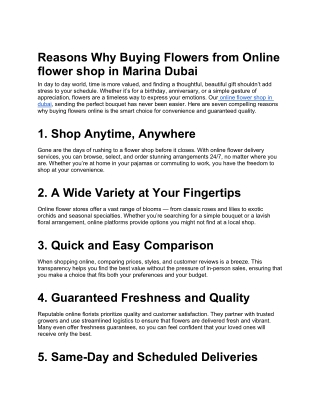 Reasons Why Buying Flowers from Online flower shop in Marina Dubai