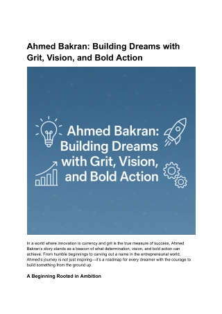 Ahmed Bakran | Turning Bold Visions into Reality