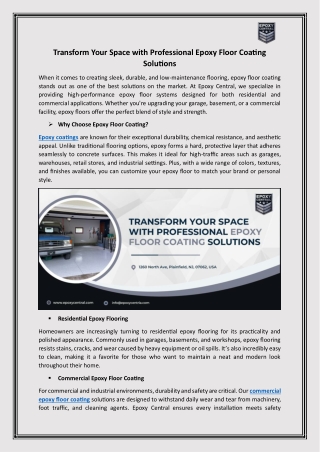 Professional Epoxy Floor Coating Solutions