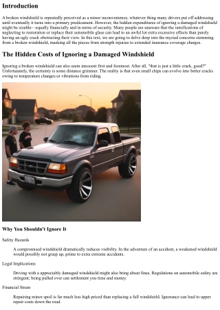 The Hidden Costs of Ignoring a Damaged Windshield