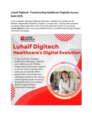 Luhaif Digitech | Transforming Healthcare Digitally Across Delhi NCR.