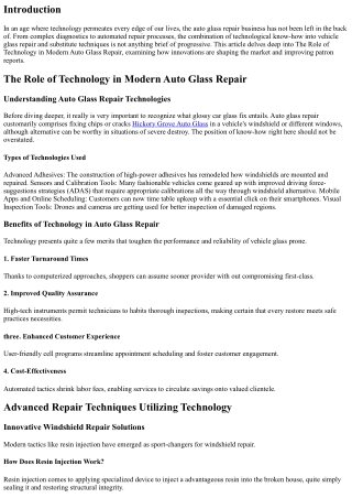 The Role of Technology in Modern Auto Glass Repair