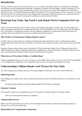Restoring Your Tesla: Top-Notch Wreck Repair Work Companies You Can Easily Leave