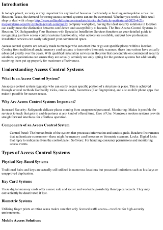 The Most Effective Access Control Systems in Houston, TX: Shielding Your Busines