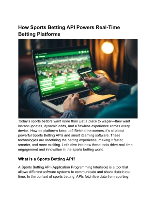 How Sports Betting API Powers Real-Time Betting PlatformsHow Sports Betting API Powers Real-Time Betting Platforms