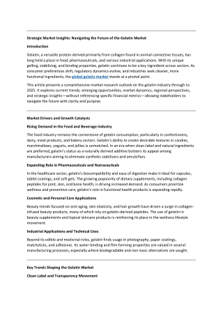 Strategic Market Insights: Navigating the Future of the Gelatin Market