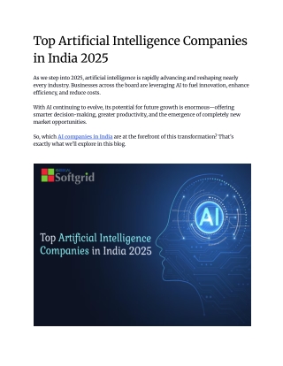 Top Artificial Intelligence Companies in India 2025