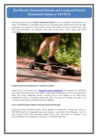 Best Electric Skateboard Brands and Longboard Electric Skateboard Options at VEY